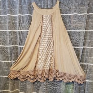 Sleeveless Velour Feel Top with Flower and Ladder